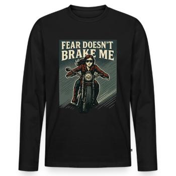 Fear Doesn't Brake Me Motorradfahrerin - Männer Premium Bio Langarmshirt - Schwarz - Vorne - Nico (187cm)