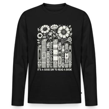 Bookworm Bookworm Book Lover Funny Book - Men's Premium Organic Long Sleeve Shirt - black - Front - Nico (187cm)