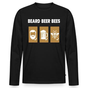 Bee Beekeeper Beard Beer Bees Men Beekeeper - Men's Premium Organic Long Sleeve Shirt - black - Front - Nico (187cm)