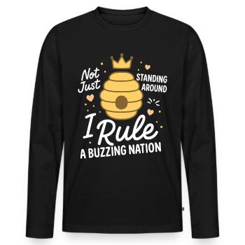 Pas seulement rester là, je dirige une nation en effervescence - T-shirt manches longues Premium bio Homme - noir - Devant - Nico (187cm)