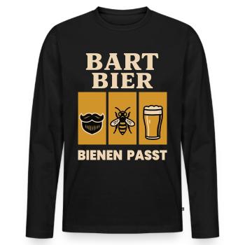Bienen Imker Bart Bier Bienen Passt Spruch - Männer Premium Bio Langarmshirt - Schwarz - Vorne - Nico (187cm)