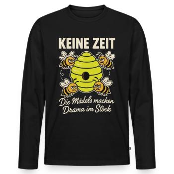 Abeilles, apiculteurs, pas le temps, les filles font du théâtre - T-shirt manches longues Premium bio Homme - noir - Devant - Nico (187cm)