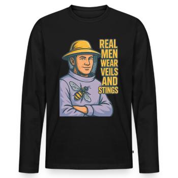 Real Men Wear Veils And Stings Imker Bienen - Männer Premium Bio Langarmshirt - Schwarz - Vorne - Nico (187cm)