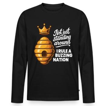 Pas seulement rester là, je dirige une nation en effervescence - T-shirt manches longues Premium bio Homme - noir - Devant - Nico (187cm)