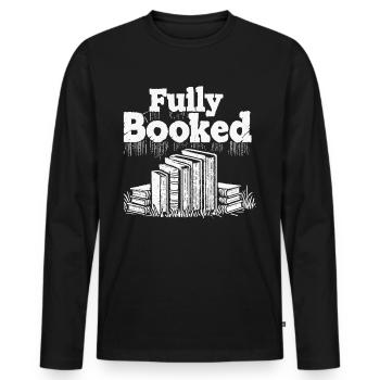 Conception de livre rétro pour rat de bibliothèque et club de lecture - T-shirt manches longues Premium bio Homme - noir - Devant - Nico (187cm)