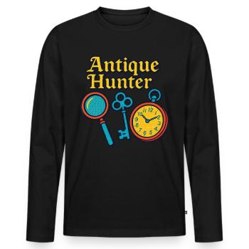 Chasseur antique Brocante Marché Rétro de collection - T-shirt manches longues Premium bio Homme - noir - Devant - Nico (187cm)