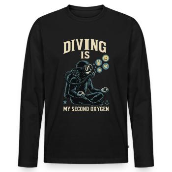 Diving is my second oxygen ocean diver - Men's Premium Organic Long Sleeve Shirt - black - Front - Nico (187cm)