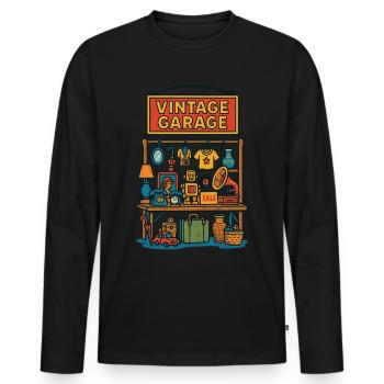 Antiques Vintage Garage Design - Men's Premium Organic Long Sleeve Shirt - black - Front - Nico (187cm)