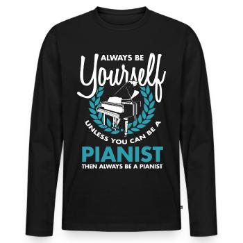 Piano Piano Pianist Music Instrument Gift - Men's Premium Organic Long Sleeve Shirt - black - Front - Nico (187cm)