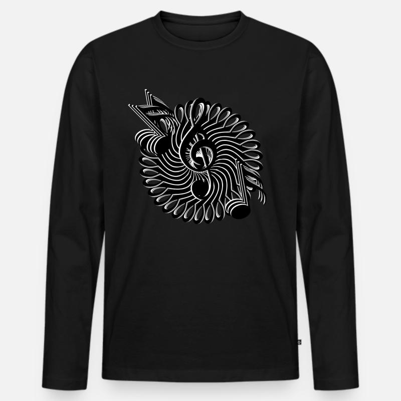 Note keys and notes pattern - Men's Premium Organic Long Sleeve Shirt - black