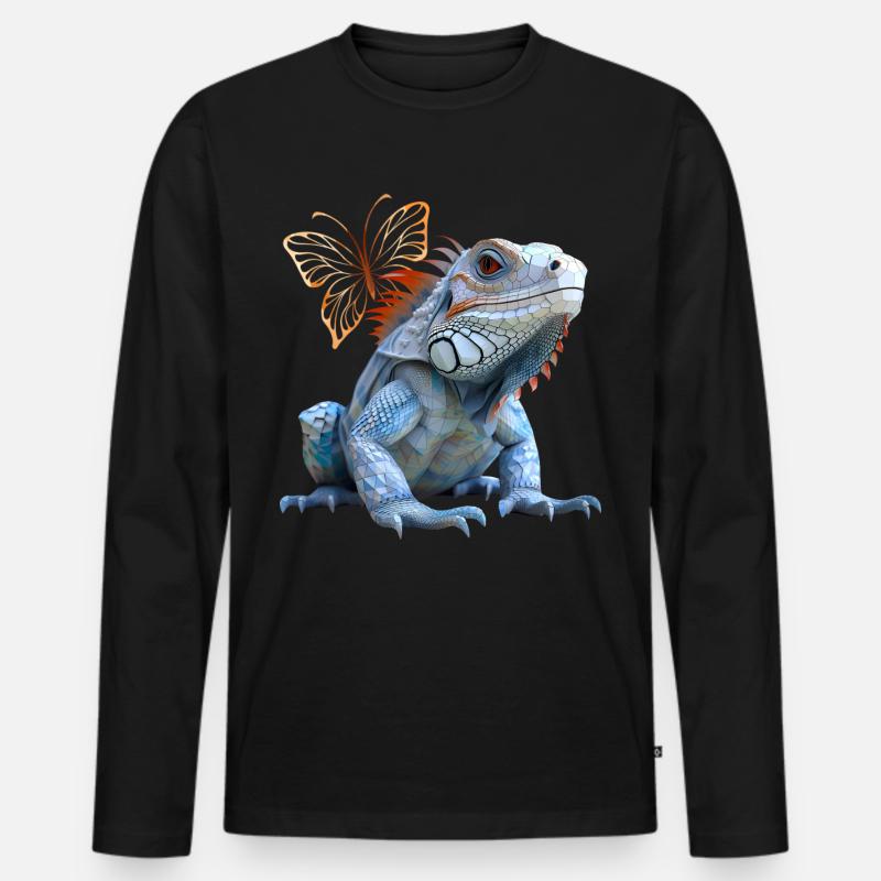 Leguan - Männer Premium Bio Langarmshirt - Schwarz