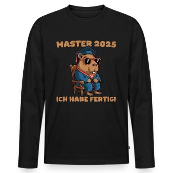 Masterprüfung bestanden Capybara Mastertitel 2025 - Männer Premium Bio Langarmshirt - Schwarz - Vorne - Nico (187cm)