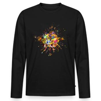 couleur taches - T-shirt manches longues Premium bio Homme - noir - Devant - Nico (187cm)