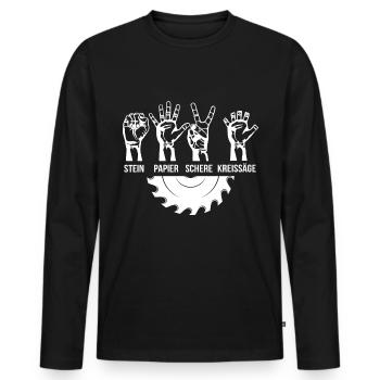 Zimmerer Schreiner Stein Schere Papier Kreissäge - Männer Premium Bio Langarmshirt - Schwarz - Vorne - Nico (187cm)
