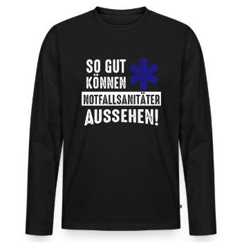 So gut können Rettungssanitäter aussehen - Männer Premium Bio Langarmshirt - Schwarz - Vorne - Nico (187cm)