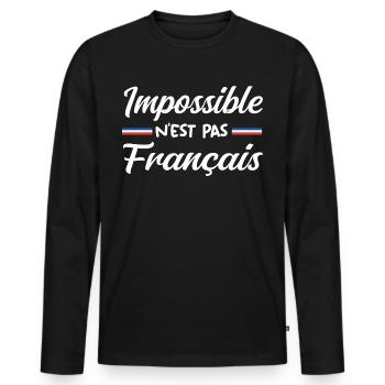 Impossible n est pas francais - T-shirt manches longues Premium bio Homme - noir - Devant - Nico (187cm)