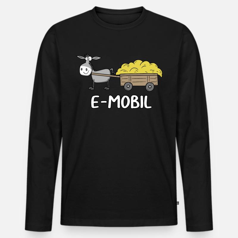 E-Mobil - Männer Premium Bio Langarmshirt - Schwarz
