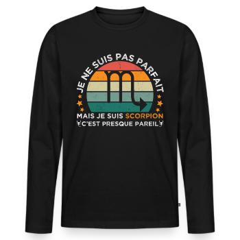 Scorpion je suis scorpion cadeau signe du zodiaque - T-shirt manches longues Premium bio Homme - noir - Devant - Nico (187cm)