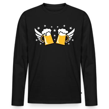 107 Deux 2 masse de bière 2 étoiles de santé - T-shirt manches longues Premium bio Homme - noir - Devant - Nico (187cm)