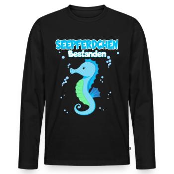 Seepferdchen Bestanden Schwimmabzeichen - Männer Premium Bio Langarmshirt - Schwarz - Vorne - Nico (187cm)