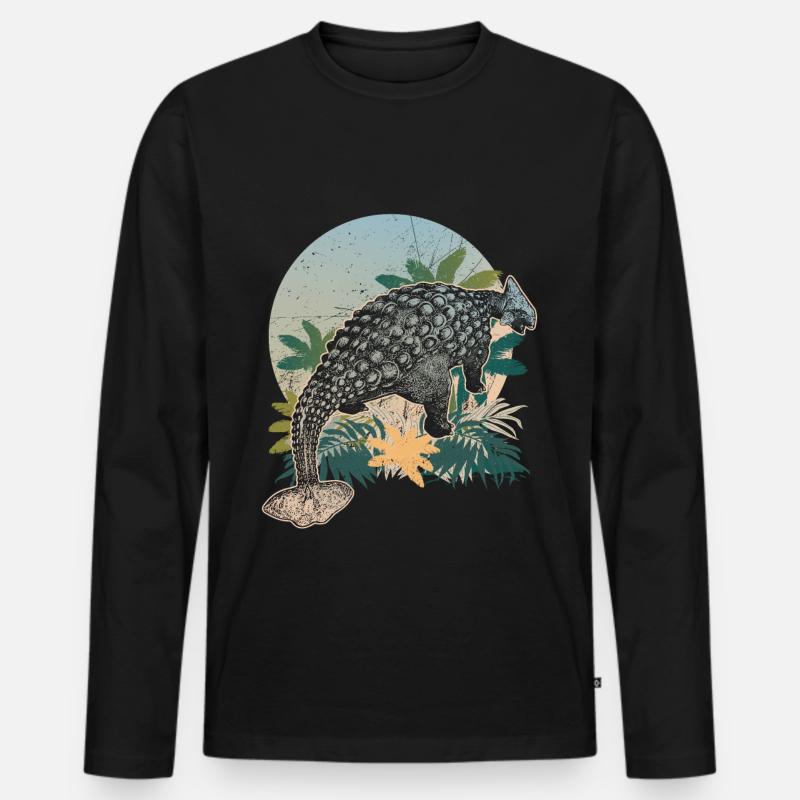 Dinosaurier der Urzeit Ankylosaurus - Männer Premium Bio Langarmshirt - Schwarz
