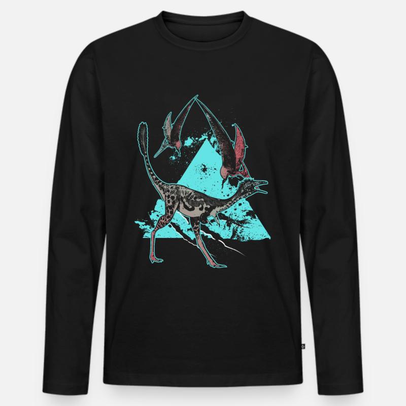 Dinosaurier Geschenk Mononykus Urzeit - Männer Premium Bio Langarmshirt - Schwarz