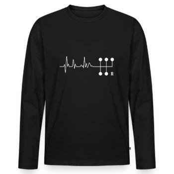 T-shirt de battement de coeur de voiture de course de dérive - T-shirt manches longues Premium bio Homme - noir - Devant - Nico (187cm)