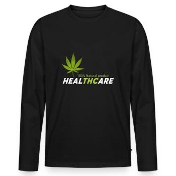 Healthcare Cannabis Stoner Weed T-Shirt - Männer Premium Bio Langarmshirt - Schwarz - Vorne - Nico (187cm)