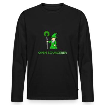 Open sourcerer Developer T-Shirt - Männer Premium Bio Langarmshirt - Schwarz - Vorne - Nico (187cm)