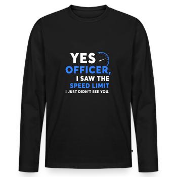 Oui officier excès de vitesse chemise de mécanicien automobile - T-shirt manches longues Premium bio Homme - noir - Devant - Nico (187cm)