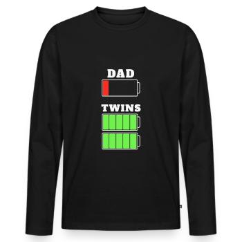 T-shirt jumeau fatigué père batterie - T-shirt manches longues Premium bio Homme - noir - Devant - Nico (187cm)