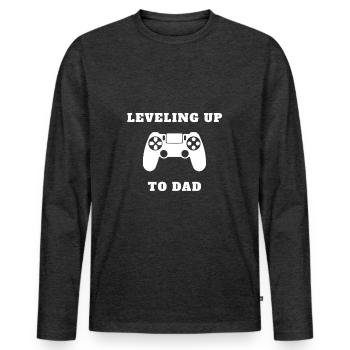 Leveling up to Dad Pregnancy T-Shirt - Men's Premium Organic Long Sleeve Shirt - heather anthracite - Front - Nico (187cm)