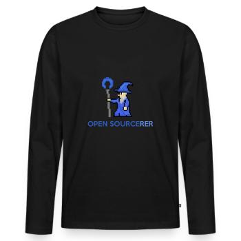 Open Source Sorcerer Programmierer T-Shirt - Männer Premium Bio Langarmshirt - Schwarz - Vorne - Nico (187cm)