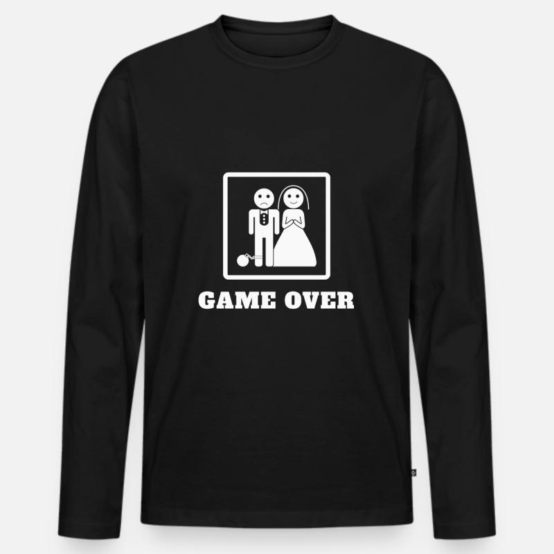 Game Over Hochzeit - Männer Premium Bio Langarmshirt - Schwarz