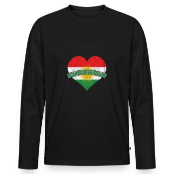 Ich liebe Kurdistan - Männer Premium Bio Langarmshirt - Schwarz - Vorne - Nico (187cm)