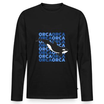 Orca Wal - Männer Premium Bio Langarmshirt - Schwarz - Vorne - Nico (187cm)