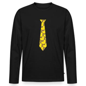 Gummiente Krawatte - Männer Premium Bio Langarmshirt - Schwarz - Vorne - Nico (187cm)