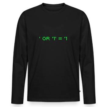 Hackers Pentest SQL Injection - Men's Premium Organic Long Sleeve Shirt - black - Front - Nico (187cm)