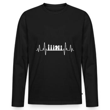 Joueur d'échecs - T-shirt manches longues Premium bio Homme - noir - Devant - Nico (187cm)