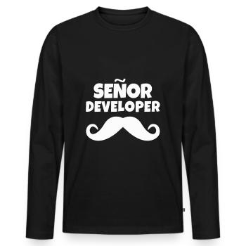 Senior programmer gift - Men's Premium Organic Long Sleeve Shirt - black - Front - Nico (187cm)