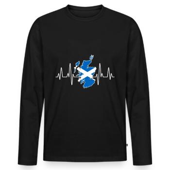 Scotland map heartbeat - Men's Premium Organic Long Sleeve Shirt - black - Front - Nico (187cm)
