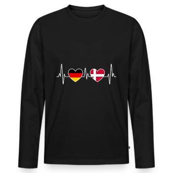 Dänemark Deutschland Herzschlag EKG - Reise - Männer Premium Bio Langarmshirt - Schwarz - Vorne - Nico (187cm)