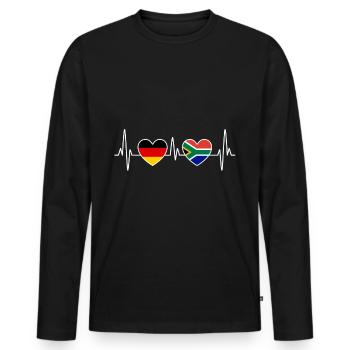 Afrique du Sud Allemagne Herzschlag EKG - voyage - T-shirt manches longues Premium bio Homme - noir - Devant - Nico (187cm)