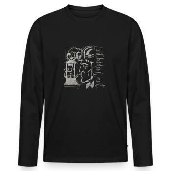 Bergmann Grubenlampe Ruhrpott - Männer Premium Bio Langarmshirt - Schwarz - Vorne - Nico (187cm)