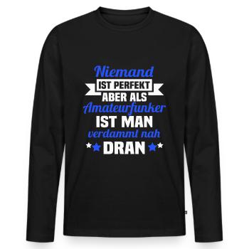 Amateurfunker Hobbyfunker Funkturm Spruch - Männer Premium Bio Langarmshirt - Schwarz - Vorne - Nico (187cm)