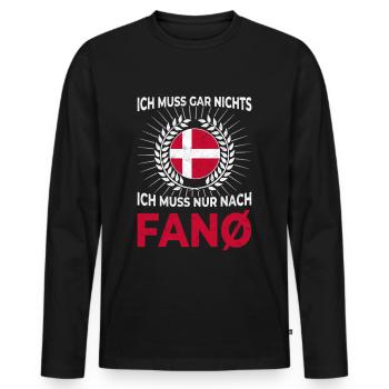 Ich muss gar nichts - Ich muss nur nach Fanø - Männer Premium Bio Langarmshirt - Schwarz - Vorne - Nico (187cm)