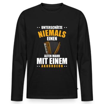 Akkordeon Ziehharmonika Musiker - Alter Mann - Männer Premium Bio Langarmshirt - Schwarz - Vorne - Nico (187cm)