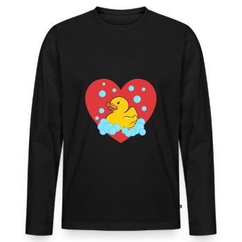 Badeente Gummiente - Männer Premium Bio Langarmshirt - Schwarz - Vorne - Nico (187cm)