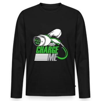 Charge Me Elektroauto E-Auto - Männer Premium Bio Langarmshirt - Schwarz - Vorne - Nico (187cm)