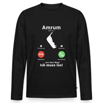Ostfriesische Inseln - Amrum Anruf Call - Männer Premium Bio Langarmshirt - Schwarz - Vorne - Nico (187cm)